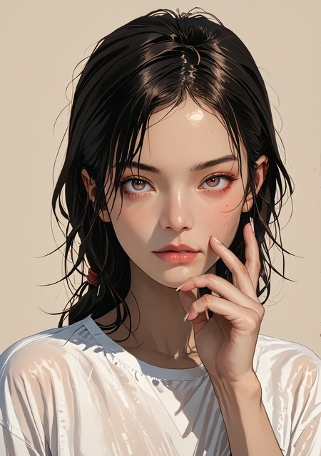 score_8_up, score_7_up, asian woman, slanted eyes, highly detailed face, one visible hand,  five fingers per hand, detailed fingers, perfect hand, perfect contrasts, natural background <lora:Hands_SDXL_EauDeNoire:2>, sharp lines