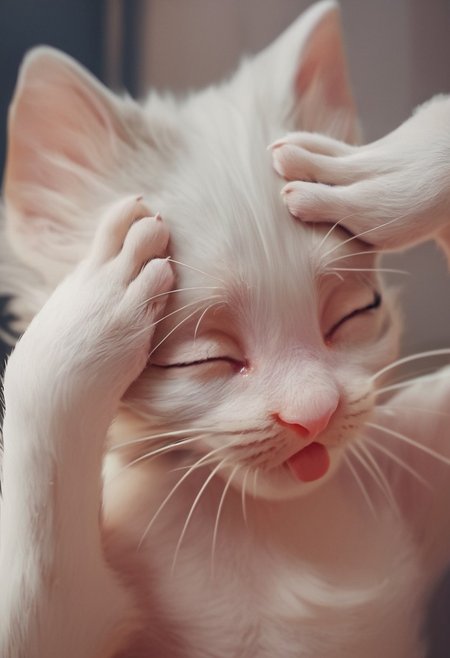 score_9, score_8_up, score_7_up, score_6_up, score_5_up, score_4_up,   houdinangel, cat, animal focus, AhEtoBlehMeme, closed eyes, tongue out, :p, hands on own head, smile