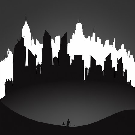 <lora:Maximalist_Drawing_BW:0.9> PStyl3, cityscape, negative space, monster