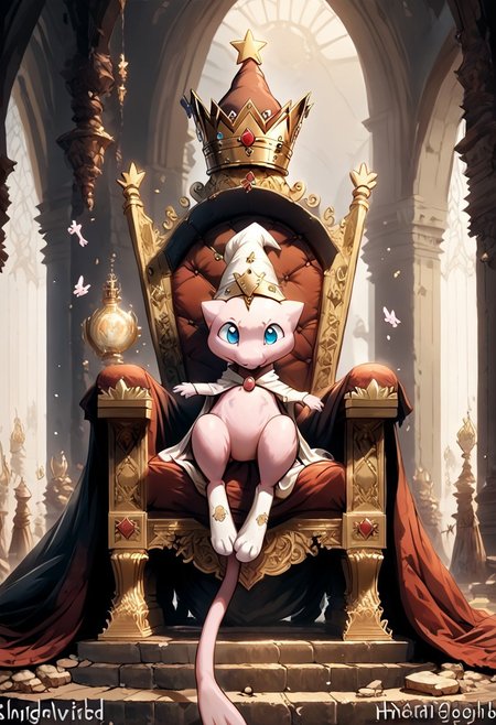 mew, wizard hat, crown, Throne