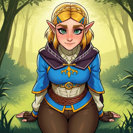 masterpiece, best quality, amazing quality,(detailed background:1),1girl, solo,bySneakAttackStyle,Zelda,clothed,looking at viewer