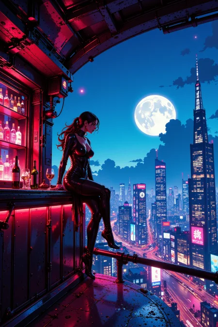 a cyberpunk bar in a futuristic city beautiful  landscape, wind, woman, very intricate, very detailed, sharp, bright, colorful, <lora:Hand v2:0.5> <lora:Anti-Blur:1><lora:Insane Detail Slider:0.25>  <lora:flux.1_lora_flyway_Epic-detail_v2:0.3> <lora:fluxenhancer:0.25> <lora:ROWER:0.6> <lora:flux-charmer-v1-1:0.4> <lora:Vibrantly_Sharp_style_v.5:0.3> <lora:realanime:0.8>