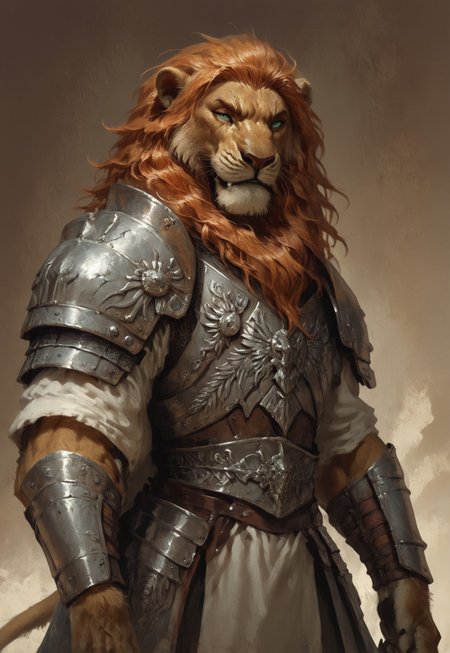 score_9, score_8_up, score_7_up, (Scar), (Leonin), (Sabertooth), (werelion), (Lion), simple bright background, green glowing eyes, (palladin), (holy), (crusader), (massive), (hulking), male, 1man, solo, (medieval outfit), (vigilant), (religious), (ginger), (white medieval armour), standing up straight, calm face, kind smile, kind face, (ginger fur), (red hair), (white lion mane), (white mane), long hair, closed mouth, cowboy shot, (mufasa), the lion king, (full armor), (plate armor)