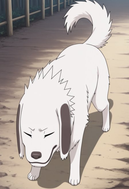 masterpiece,best quality,amazing quality, 1boy, solo, 4k4m4ru, dog, white fur, closed eyes, feral, full body,