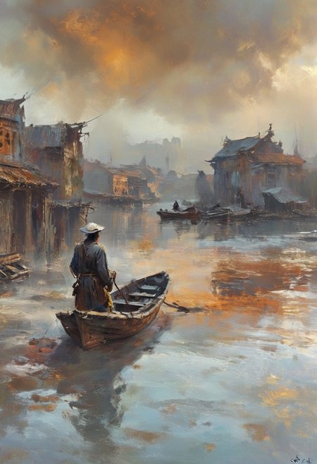 day,cloudy sky,outdoor,(Jiangnan Water Town:1.3)+river+(Wooden boat:1.2), 
surreal photography, 
(masterpiece, award winning artwork)
4k, 8k, uhd, best quality, trending on artstation
 <lora:add-detail-xl:1> <lora:MJ52:0.3>
 <lora:dvr-rst:1> dvr-rst