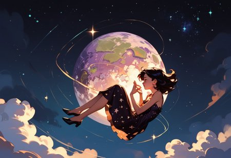score_9, score_8_up, score_7_up, score_6_up, 1girl, ethereal, rated_safe, full body, floating, celestial beauty, fetal position, slinky night gown made of cosmic dust, swirling clouds of dark matter enfold her,  cosmic background,trippy pink stars, shooting stars