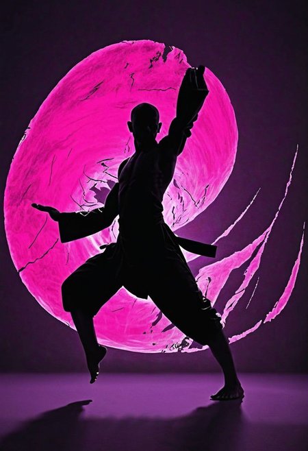 drunken fist, fight stance, high kick, collage, a ghst Silhouette of a sci-fi bedouin monk, infront of plasma chaos
anatomical drawing::2.4 ultraviolet::2.8 caravaggio::2.4 hot pink color::2.9 matte black color::3.4  --stylize 100 --chaos 20