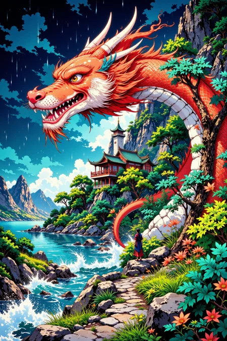 a fantastic aparition of nessy in the lock ness beautiful landscape, rain and storm, woman, very intricate, very detailed, sharp, bright, colorful, <lora:Hand v2:0.5> <lora:Anti-Blur:1><lora:Insane Detail Slider:0.25>  <lora:flux.1_lora_flyway_Epic-detail_v2:0.3> <lora:fluxenhancer:0.25> <lora:ROWER:0.6> <lora:flux-charmer-v1-1:0.4><lora:Vibrantly_Sharp_style_v.5:0.4> <lora:realanime:0.7> <lora:Chinese_Ink:0.3> chinese ink style