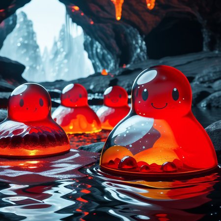 Red lava slimes, red and black magma slimes, red and prange fire slimes, white and black ash slimes, translucent slimes, transparent slimes, black obsidian slimes, lava slimes, magma slimes, ash slimes, obsidian slimes, detailed slime monsters, detailed slimes, slimes with faces, expressive slimes,
lava chamber, magma chamber, cave with pools of magma, fiery environment, detailed environment, cavern, lava, magma, 
everything made of slime, No simple background,
((translucent slime)), ((transparent slime)), (bioluminescent slime), sl1m3d, slime, slime-morph, saturated colors, no humans, no people, no man, no woman,
