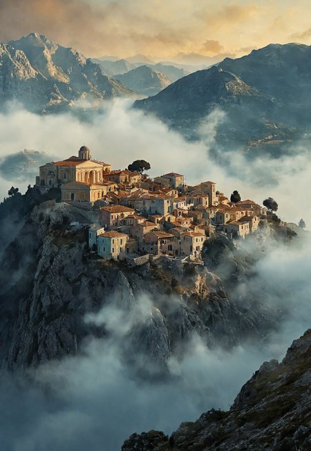 their peaks veiled in mist. mixed media, surrealism, great lighting, A surreal landscape highly detailed . extremely high-resolution details,  appears trapped in an optical illusion of reflections and refractions colorful , mountains and village in Ancient Greece , professional photography, natural lighting, volumetric lighting maximalist. intricately detailed, complex, elegant, expansive, fantastical, film photography style,  medium grain
 (8k uhd:1,4)
 <lora:add-detail-xl:1>
 <lora:Dynamic Poses:1>