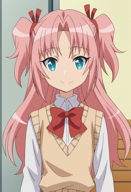 score_9, score_8_up, score_7_up, score_6_up, score_5_up, score_4_up , anime coloring ,BREAK source_anime, anime,screencap,
1boy, solo, himea, long hair, school uniform, white shirt, red hair ribbon, two side up, red bowtie, otoko no ko, sweater vest, crossdressing,  <lora:PonyXL HimeA V3:1>
indoors,smile, upper body,looking at viewer,pov,