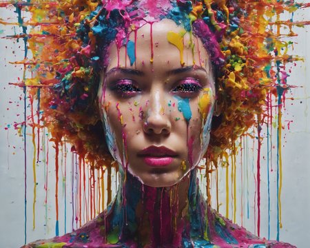 Hyperrealistic art Technopunk,photolab,Kodak portra,Light caustics,Color splash,Multiple layers of silhouette,Pencil painting,trending on CGSociety,"Through shattered mirrors of memories,reflections of a soul emerge,fragmented yet beautiful.",dripping fluorescent colorfull,(Wonderful, intricate),(a superb Art Brut Decollage art),<lora:Sweet_Sticky_xl-01:1> . Extremely high-resolution details, photographic, realism pushed to extreme, fine texture, incredibly lifelike