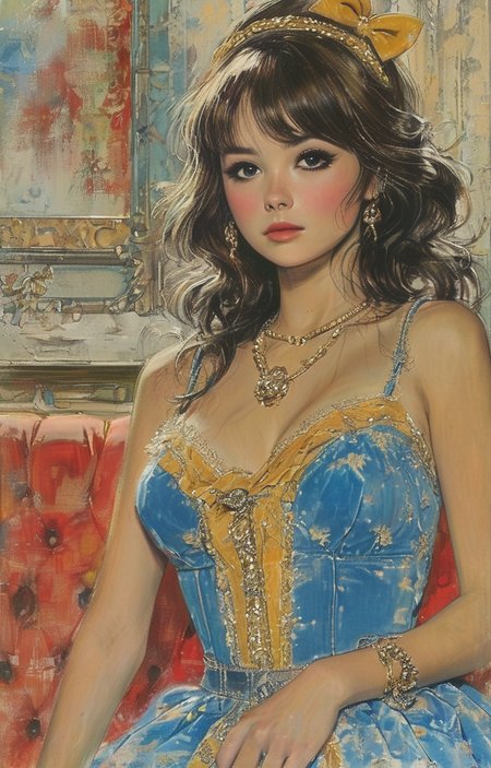masterpiece,best quality,<lora:tbh298-sdxl:0.9>,illustration,style of Robert McGinnis
 portrait of idolmaster cinderella girls,