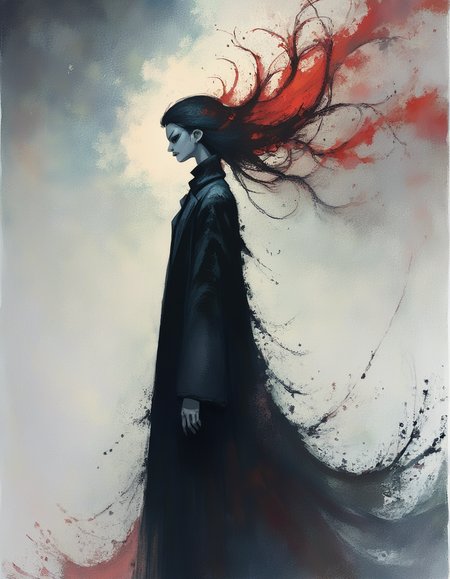 score_9, score_8_up, score_7_up, score_6_up, comic, 1girl, ((Rasputin)), Long black coat, dark colors, ominous,((watercolor painting)), highly detailed <lora:ponys-dream:.9>