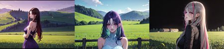 (otherworldly), highly insanely detailed, masterpiece, top quality, best quality, highres, 4k, 8k, RAW photo, (very aesthetic, beautiful and aesthetic), farm, fields, barn, fence, fantfa, <lora:FantasyFarm-10:0>, 
1girl, 
(__lazy-wildcards/char/haircolor__), 
(__lazy-wildcards/dataset/background-color__),âââ