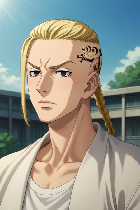 score_9, score_8_up, score_7_up, source_anime, rating_safe, , (realistic:0.6), , , 1boy, solo, male focus, <lora:ken_ryuuguuji_pony:0.88>, ken_ryuuguuji, blonde hair, black eyes, braid, single braid, braided ponytail, tattoo, long hair, rule of thirds, mont saint michel, day, jojo pose, distracted, aloof, oblivious, , <lora:sdxl_lightning_8step_lora:1>