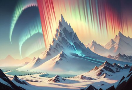 score_9, score_8_up, score_8_up, A dramatic ice landscape with glaciers, frozen lakes, and an aurora borealis overhead, capturing the power and beauty of water in its frozen form.