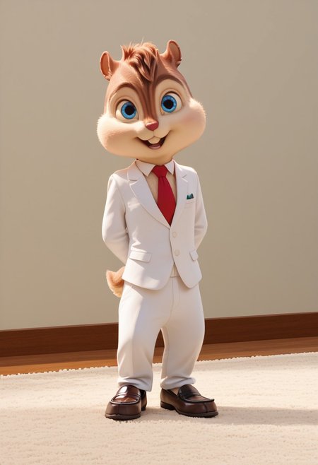 Score_9, score_8_up, score_7_up, source_furry, Alvin Seville, chipmunk, chipmunk male, furry male, furry, long tail, 3d, render, movie screencap, blue eyes, white tuxedo,  white tuxedo pants, white shirt, red tie, black leather loafers, lounge, wall, carpet, looking at viewer, <lora:Alvin _Seville __Alvin_and_the_Chipmunks__CG_Movie_version:0.8>