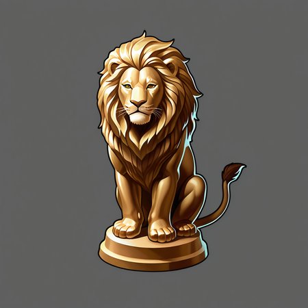 no humans, sculpture of the lion, solo, outline, outsemreal, simple background <lora:outsemreal:1>