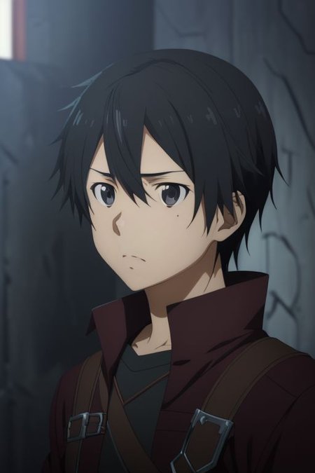 high resolution, solo, best quality, 1Boy, Kazuto Kirigaya, portraits, Black Hair, Black Eyes, guts's test, haunted place, OverallDetail