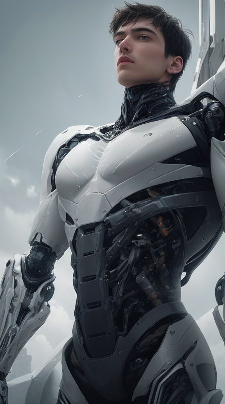 1boy, (australian), (handsome:1.5), (Masculine:1.5), stubble, 
masterpiece, 4k, CPNK09, , 3/4 view, (from below:0.8), (upper body:1.0), handsome man, detailed face, bio-mechanical white suit, volumetric lighting, dramatic light, breathtaking sci-fi, background, ((seductive and elegant pose:1.5)), high quality, high resolution, outdoors, by tsutomu nihei, <lora:Cyberpunk09:0.6>
 <lora:gender_slider_v1:-3>