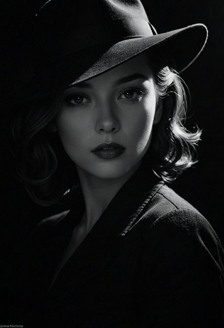Film noir style linquivera kylin, bold lines, hyper detailed, a dark warm limited palette, chiaroscuro, <lora:linquivera:0.8>, liiv1, . Monochrome, high contrast, dramatic shadows, 1940s style, mysterious, cinematic