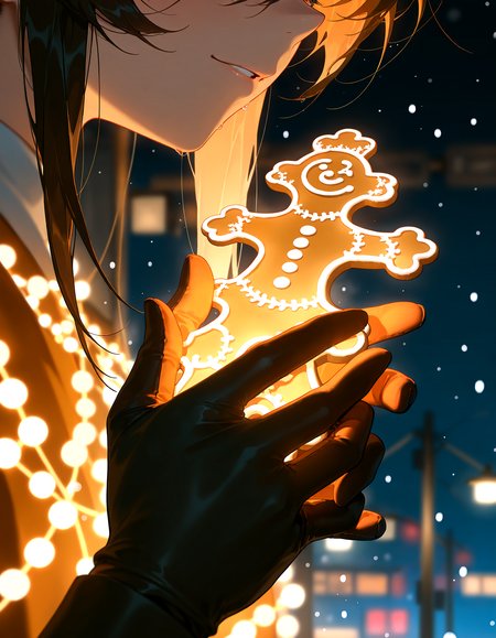 masterpiece, best quality, amazing quality, very aesthetic, absurdres,  newest, volumetric lighting
gingerbread,  snowing,  merry, Gingerbread_woMan,<lora:Gingerbread_Man:0.6>,
masterpiece, best quality, amazing quality, very aesthetic, absurdres,  newest, volumetric lighting