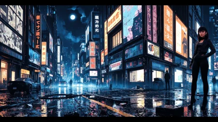 prom hairstyle black hair young cyberpunk woman, anime, illustration, cyberpunk, futuristic, extremely detailed, portrait, standing, happy smile, beautiful cyberpunk tokyo buildings landscape, wet floor, windows, car, motorbike, moon in the sky, bright neon lights, screen holograms, kanjis, raytracing, hdr, high contrast, cinematic lights, backlight, reflections, legs, heels, sharp focus, luminous Amaranth robot glossy brilliant armor, body lights, body circuits, glossy lipstick, necklace, crawler earrings, colorful, retrowave, shadows, vibrant colors, colorful, bright, pretty, beautiful, feminine, sexy, lovely, in love, adorable, fashion, <lora:Hand v2:1> <lora:Anti-Blur:2> <lora:Insane Detail Slider:0.5>  <lora:flux.1_lora_flyway_Epic-detail_v2:0.3><lora:fluxenhancer:0.5> <lora:RetroAnimeFluxV1:0.3> <lora:CPA:0.6> <lora:Luminous_Shadowscape:0.3>  <lora:Neon_Noir_FLUX:0.4> mad-neon-noir  <lora:bv-cybstyenh-v1_rank16_bf16:0.3>