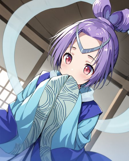1girl,
AshikiriSyakoOreshika,
safe, solo, dutch angle,
short girl, circlet, japanese clothes,
hands in opposite sleeves, covering mouth,
hagoromo, east asian architecture, 
depth of field,
<lora:kp_AshikiriSyakoOreshikaAnimagineXL_v1_0:1.0>
masterpiece, high score, great score, absurdres