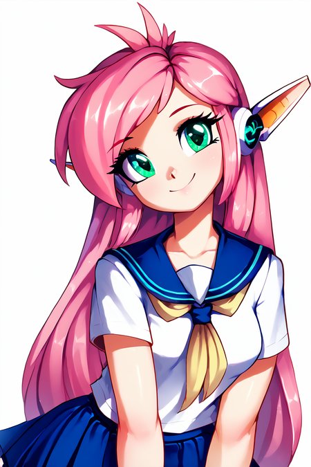 score_9, score_8_up, score_8, medium breasts, (curvy), cute, eyelashes,       BREAK, , zzNukuNuku, green eyes, pink hair, long hair, robot ears, school uniform, serafuku, blue skirt, white shirt, <lora:NukuNuku_PDXL:1.0>, , BREAK, looking at viewer,  smile, upper body, leaning forward, head tilt,  embedding:zPDXL, Expressiveh, <lora:theButcherXPDXL:1.0>, <lora:CatalystStylePDXL:0.6>,  <lora:SDXLFaeTastic2400:0.5>,  <lora:Expressive_H-000001:0.4>,