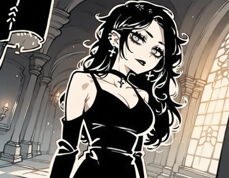 (score_9,score_8_up,score_7_up:1), 1girl, full body, dutch angle low, horror, (shadow contrast, cinematic lighting), astonished, (goth, (black lipstick, black mascara, black eyeshadow)), (flat tummy, close shoulders), glowing hair, very long hair, choker, eyeshadow)), (pale rough skin), large breasts, teardrop shape breast, hanging breast, (floating), loud <lora:sm0k3XLP:0.8>, lighter, smokers lounge, (<lora:goth_clothes:1>, goth dress, gothic jewelry, black dress, detailed dress, black high heeled shoes), <lora:The_Coffin_of_Andy_and_Leyley_Game_Artstyle_PonyXL:1>