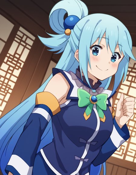 score_9, score_8_up, score_7_up, source_anime, konosubaaqua, <lora:konosuba-aqua-s2-ponyxl-lora-nochekaiser:1>, aqua (konosuba), long hair, blue eyes, hair ornament, very long hair, blue hair, hair rings, single hair ring, hair bobbles,, <lora:tangzhuang-ponyxl-lora-nochekaiser:1>, tangzhuang, chinese clothes,, indoors, smile, blush,, full body, dutch angle, looking at viewer,