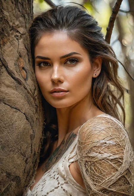 Close-up, Portraiture, Best quality, (Masterpiece), RTX, 8k, HDR, background - rough burlap, relief, oil painting, thin and smooth lines, long strokes, light and gentle tones, sharp contours. nest on a tree branch with a beautiful young tattooed girl inside, cinematic quality +36.5 mm f0, + style Anna Razumovskaya, Jarek Kubicki, Aleksi Brilo, Darek Zabrotsky, Sakimichan, Loisch, Aminolla Rezai, masterpiece of art, multi-layered sheets of portraits, techniques used : sfumato, chiaroscuro, atmospheric perspective, acrylic painting, trends in pixiv fanbox, palette and strokes, Makoto Shinkai style