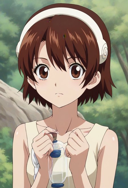 <lora:SlimesYuzuriha:1>, slimes_yuzuriha, woman, solo,short hair,brown hair,brown eyes,