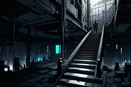 highly insanely detailed, masterpiece, top quality, best quality, highres, 4k, 8k, RAW photo, (very aesthetic, beautiful and aesthetic),  
tsutomu nihei,nihei_tsutomu,blame!,blame gakuen!,abara,TNstyle,sidonia_no_kishi,(megastructure in background,city ruins,stairs,mausoleum,lab,tower,deep horizon,hangar),lantern,clouds,dark sky,black sky,bones,buildings,concrete walls,metal walls,vast scenery,perspective,empty,dark background,futuristic,cyberpunk,open space,decrepit, 
<lora:blameLora_v10:0.5>, 
(1girl:1.3), 
solo focus, 
in dungeon,a colorful background,(Abstract colored fractal background,colored digital glitch background,colour sequence background),âââ