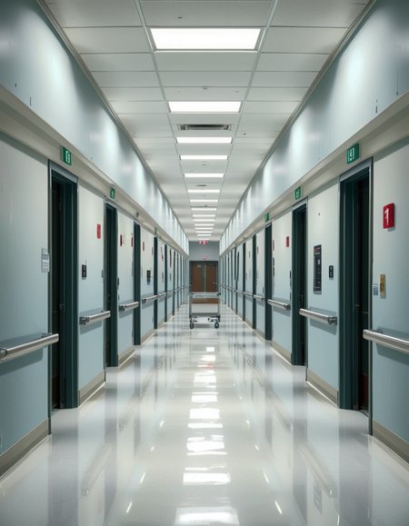 A long, sterile hospital corridor with bright white walls and a polished, reflective floor. The fluorescent ceiling lights cast a cold, clinical glow, emphasizing the cleanliness of the space. The hallway is lined with closed patient rooms, each marked with a small number plate. Stainless steel handrails run along the walls, and a few medical carts are neatly parked near the side. The corridor appears empty, creating a sense of stillness and anticipation. At the far end, a set of double doors with small glass windows leads to another section of the hospital. The atmosphere is quiet, professional, and highly sanitized, evoking a sense of order and precision.
<lora:SDXLFaeTastic2400:0.4> <lora:extremely_detailed:0.4> extremely detailed, <lora:sterile_hospital_c0rr1d0r:1>,sterile hospital c0rr1d0r, Masterpiece,best quality,hi res,8k,hi res,8k,award winning,(sharp focus, intricate, highly detailed),