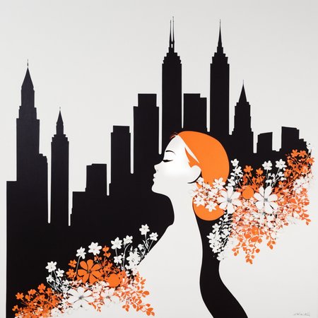 PStyl3, cityscape, negative space, abstract, woman, flowers  <lora:Maximalist_Drawing_BW:0.8>