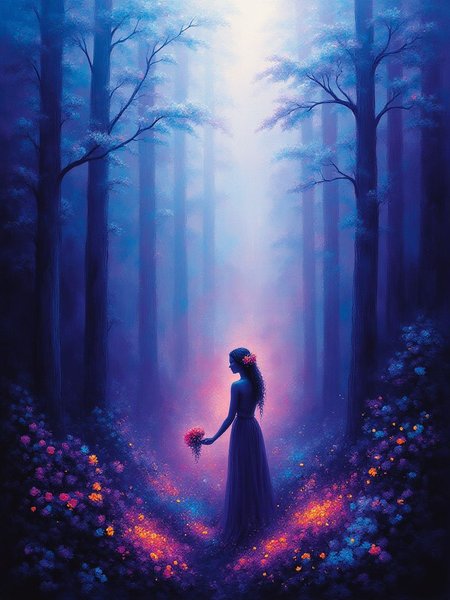 Norwegian fairytale princess walking in a ghostly forest, (violet ground mist:0.5) <lora:Midjourney_Whisper_Chromaplex_Velvet_Myst_v01:1>