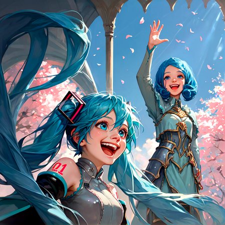 score_9,score_8_up, score_8, 
dark, brooding,
Dungeons and Dragons Style, 1girl, hatsune miku, blue hair, blue eyes, twintails, armor, happy, joy, sunlight,
 <lora:Expressive_H:0.5>  <lora:Dungeons_and_Dragons_Art_Style-000003:1>