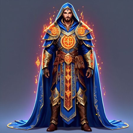 Flashfire glowing runes, full body, 1 mage wearing a royal robe, digital art, high quality, background royal court