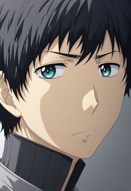 high resolution, solo, best quality, 1Boy, Arata Kaizaki, Black Hair, portrait, looking at viewer, focused gaze forward, upper body, head upright, neutral expresion, OverallDetail