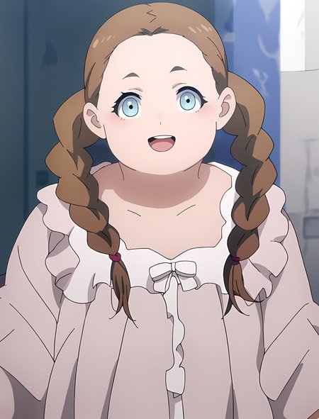 score_9, score_8_up, score_7_up, score_6_up, score_5_up, score_4_up,,  source_anime,
, BREAK, uncensored,
, 1girl,,
 <lora:gwitch_lilique:1> gwitch_lilique_rw, forehead, blue eyes, brown hair, chubby, negligee, 
smile,open mouth,
standing ,
looking at viewer,
solo,
blush,