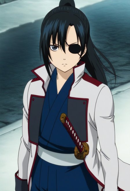 masterpiece, best quality, absurdres, detailed skin, detailed eyes, detailed face, anime colored, anime screencap, anime colored,
<lora:yagyu_kyuubei:1>, 1 girl, kyubei, japanese clothes, katana,
looking at viewer, serious, katana, cowboy shot, 
((white background)),