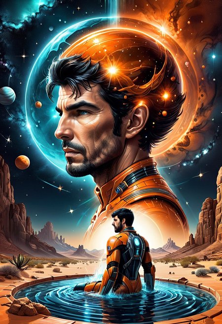 surrealism Spock game,  trending on ArtStation, tintricate, showing the profound connection forged through his heroic actions.  create an ad posters with pro-grade color grading, backstroke in the pool, most of the ArtStation, tintricate, showing   epic,   The black hair, looking to a shower in a desert, intricate details, natural lighting, volumetric lighting maximalist. Their faces,  intricate details, photo taken on hasselblad, cameron, flat surrealism, ultra detailed, studio lighting, rim lights,  (all dark hues and fine vibrant orange glowing vastness of space, negative space, award-winning ,no_photo:2) of (stasis _chamber:1.3), light blue transparent and clear, water ripple inspiration with scales on hands, glossy.
<lora:InkArtXL_1.2:0.4> <lora:FaeTastic:0.35> . award-winning, professional, highly detailed . extremely high-resolution details, photographic, realism pushed to extreme, fine texture, incredibly lifelike, high contrast, well defined .