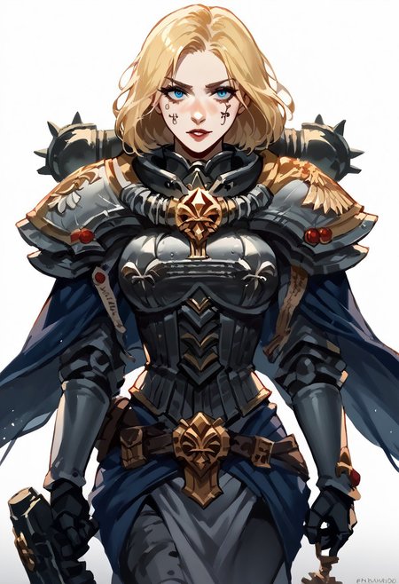score_9, score_8_up, score_7_up, score_6_score_5_up, score_4_up, uncensored, BREAK,<lora:KarrynCE_Ver2:.8> , 1girl, solo, sexy pose, focus girl, jainapre, blonde hair, hood, capelet,  adepta sororitas, wh40k, battle sisters, power armor, bltgun bolter weapon,black armor, pauldron,
<lora:Expressive_H:1>,Expressiveh