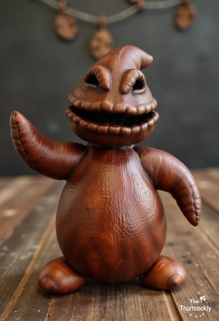 a_chestnut_craft, the chestnut craft shows a Oogie Boogie figure, crafted from multiple round chestnut