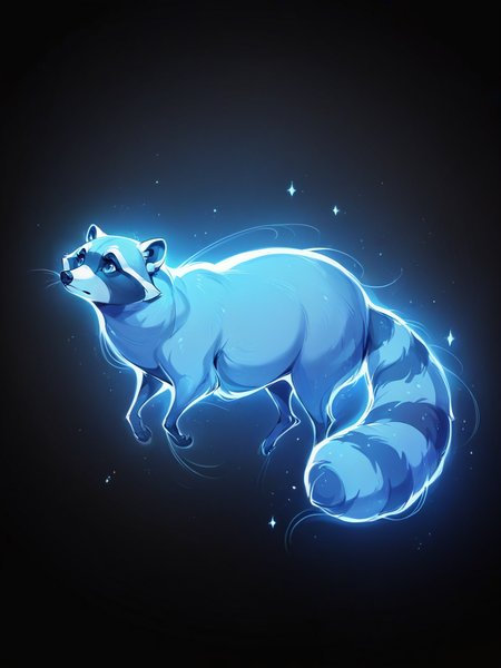 score_9, score_8_up, score_7_up, score_6_up, score_5_up,  <lora:p4tr0nusXLP:1> p4tr0nus, no humans, glowing, black background, blue theme, raccoon