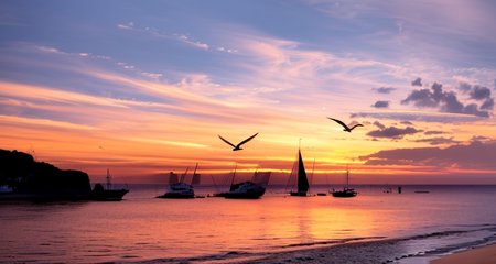 ((masterpiece)), (realistic), (sunset:1.2), (seascape:1.2), (colorful sky), (seagulls:1.1), (beach:1.1), (waves:1.1), (rocks:1.1), (boats:1.1), (reflection:1.2), (silhouette:1.2), (harbor:1.2), (peaceful:1.1), (serene:1.1), (tranquil:1.1), (calming:1.1), (harmonious:1.2),
The sun was setting over the horizon, painting the sky in a breathtaking array of colors. Shades of pink, orange, and yellow blended together to create a vibrant and colorful sky. Seagulls flew gracefully overhead, their wings casting shadows on the calm waters below. The beach was a peaceful and serene place, with waves gently lapping at the shore. Smooth rocks scattered along the coastline, providing a perfect spot for a quiet moment of reflection. Boats floated in the harbor, their masts creating silhouettes against the colorful sky. The reflection of the sky in the water created a harmonious and tranquil atmosphere. As the sun disappeared below the horizon, the sky turned darker, but the sense of calm remained, leaving a feeling of peacefulness and contentment.