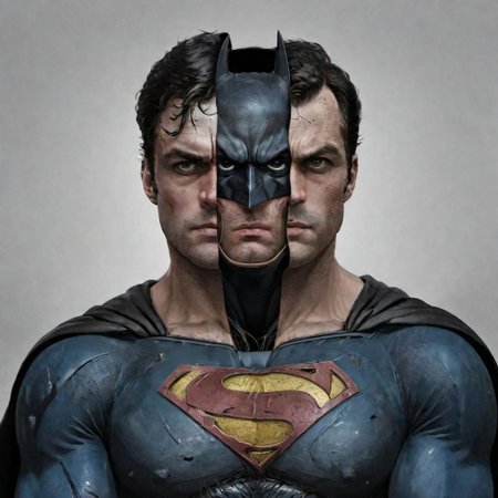 Split head batman inside superman