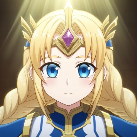 mana_sk style, portrait, focus on face, a valiant paladin girl with braided golden hair and radiant blue eyes, wearing a shining silver headpiece with holy sigils, a soft glow emanating from her armor, her expression resolute and compassionate, faint rays of divine light in the background, Japanese RPG style, noble and inspiring atmosphere, intricate details on her armor and headpiece